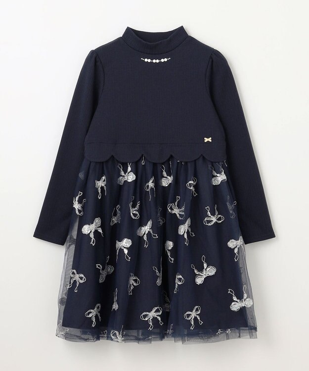 ANY KIDS ドッキングチュールワンピース ネイビー×ネイビー