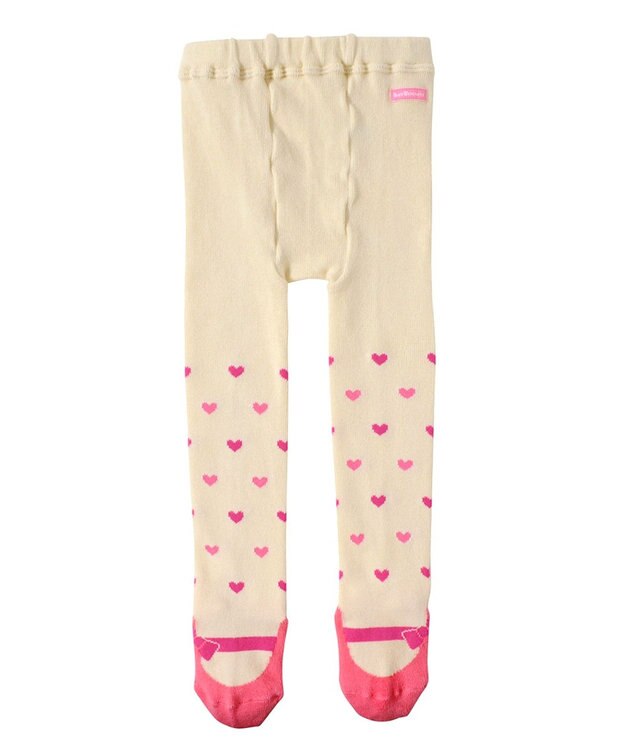 MIKI HOUSE HOT BISCUITS 【70-120cm】 プチハート柄 バレーシューズ風タイツ アイボリー