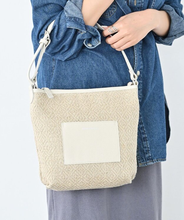 Hekhèr Le Style de Vie 【日本製 / 3WAY】ジュート×牛革 ショルダーバッグmedium ホワイト