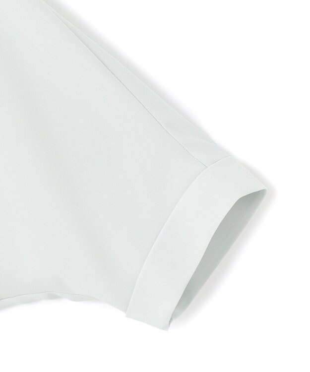 ICB L 【人気のため新色追加・接触冷感・UVケア・速乾・洗える】BackSatinAmunzen 5分袖バンドカラーブラウス アッシュブルー系