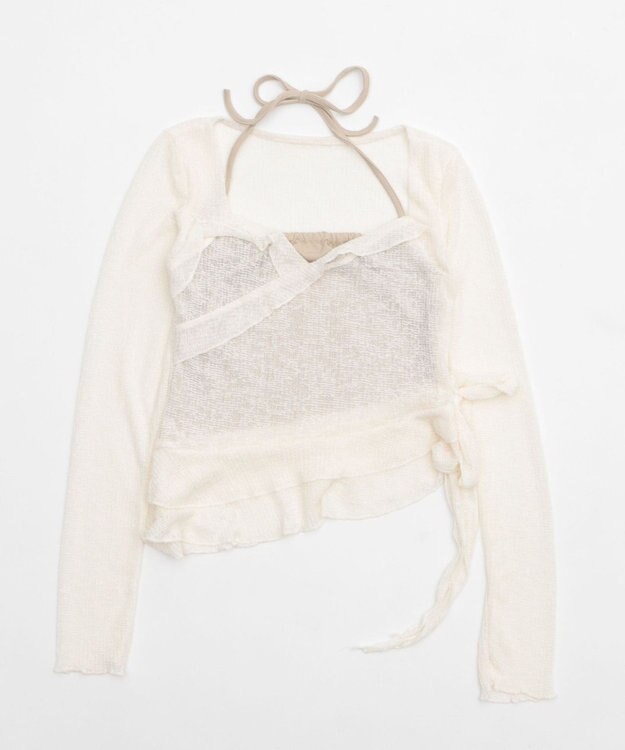 WEGO キャミレイヤードフリルデザインTOP ホワイトアイボリー