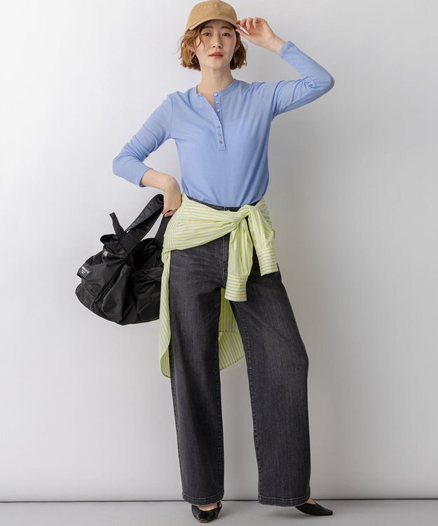 23区 【先行予約】シアーリブ レイヤード ロンTEE スカイブルー系