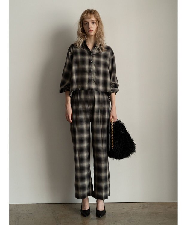 Te chichi チェックショートシャツ（セットアップ可）《2025Autumn catalog item》 ブラック