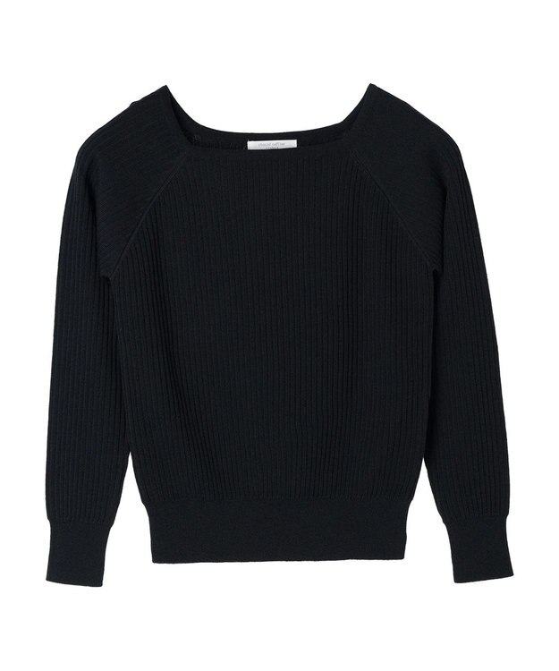 Green Parks 洗える　スクエアネックリブニットプルオーバー Dark Navy