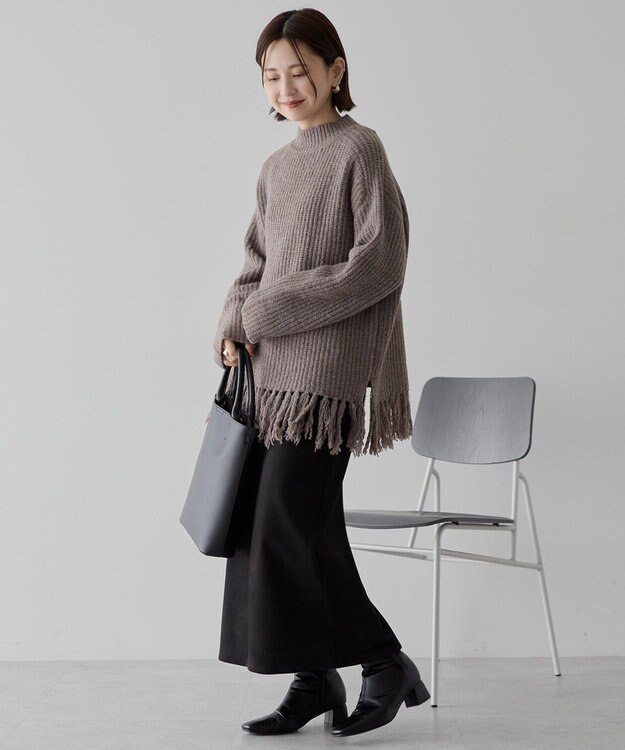 AMERICAN HOLIC フリンジニットプルオーバー Gray Beige