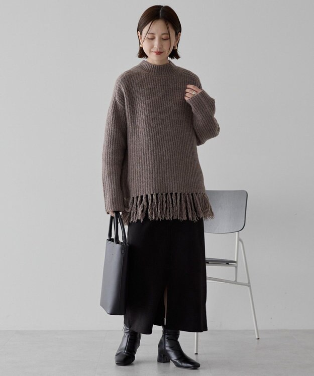 AMERICAN HOLIC フリンジニットプルオーバー Gray Beige