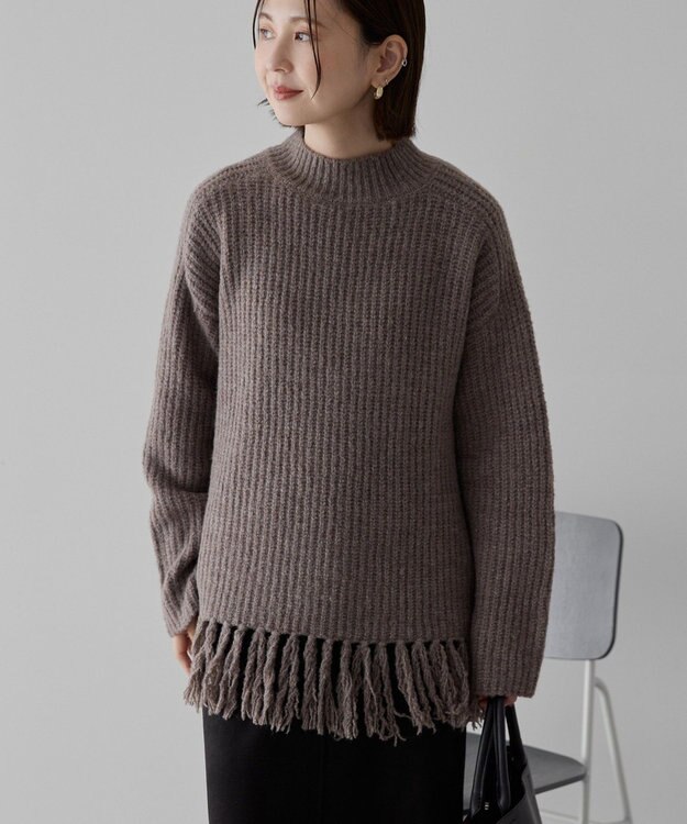AMERICAN HOLIC フリンジニットプルオーバー Gray Beige