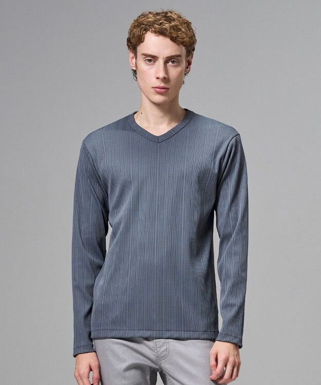 JOSEPH HOMME テックリブジャージー　Vネックカットソー グレー系