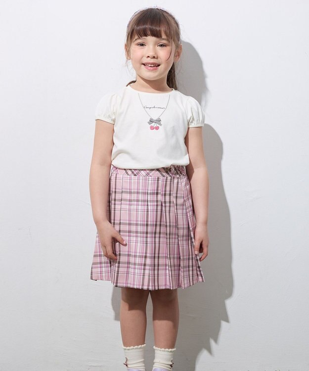 ANY KIDS プリーツ スカパン ピンク×チェック