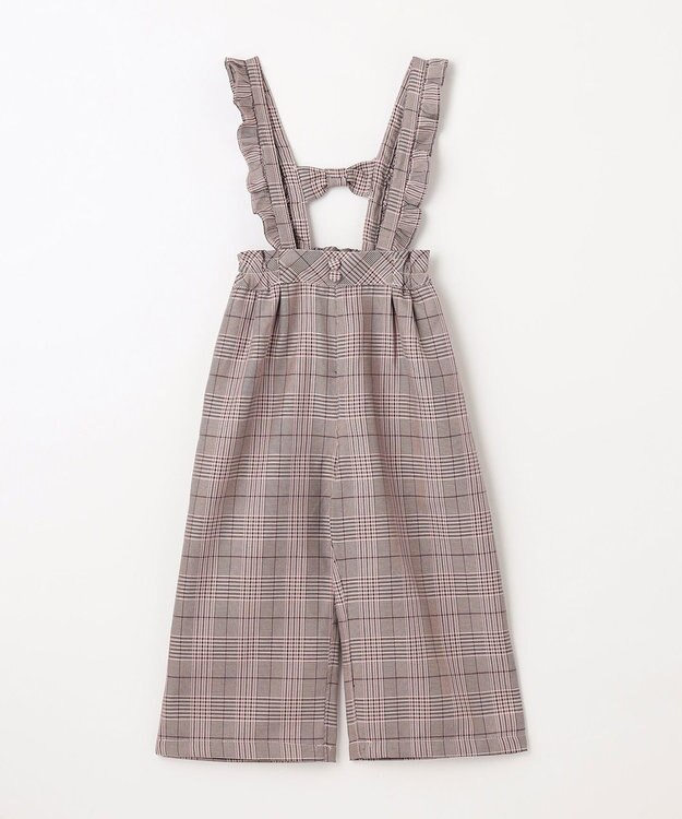 ANY KIDS フリル チェック サロペット ブラウン系チェック