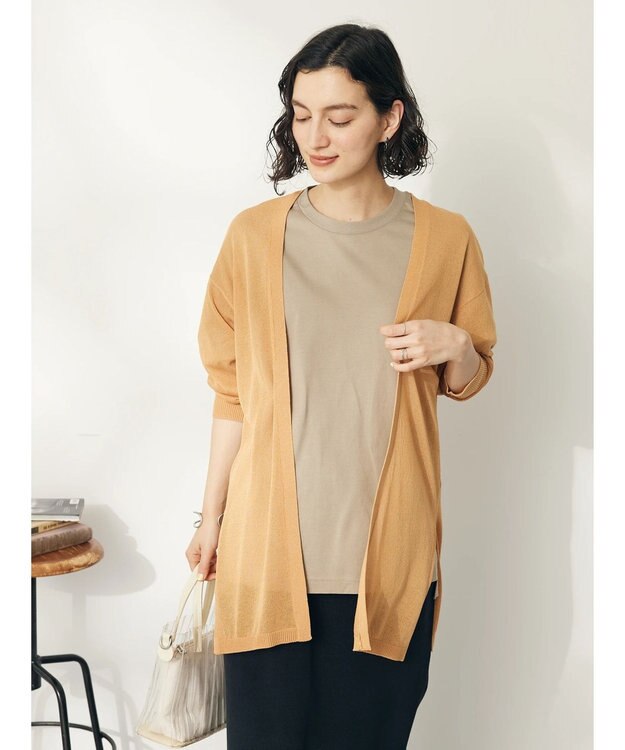 CRAFT STANDARD BOUTIQUE シアーニットトッパーカーディガン Brown