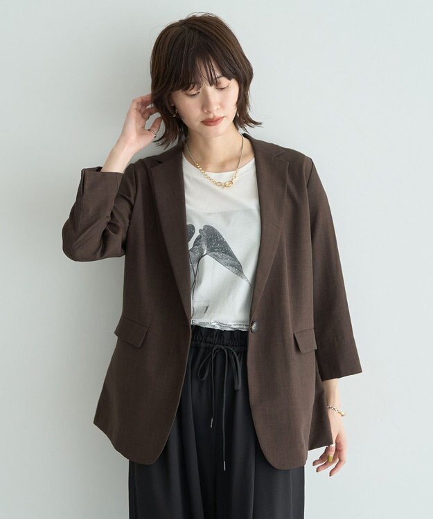 YECCA VECCA リネンライクジャケット② Brown