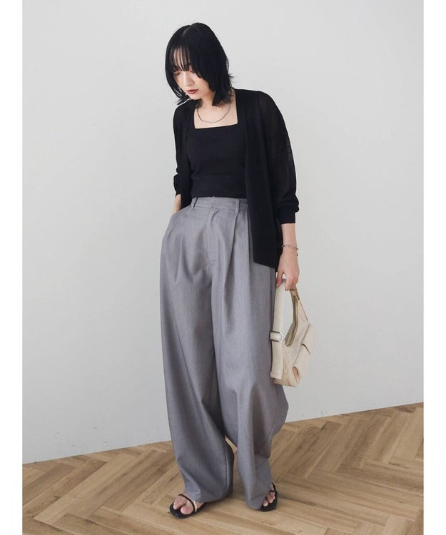 Green Parks 接触冷感　推しニット　ゆったりカーディガン Black