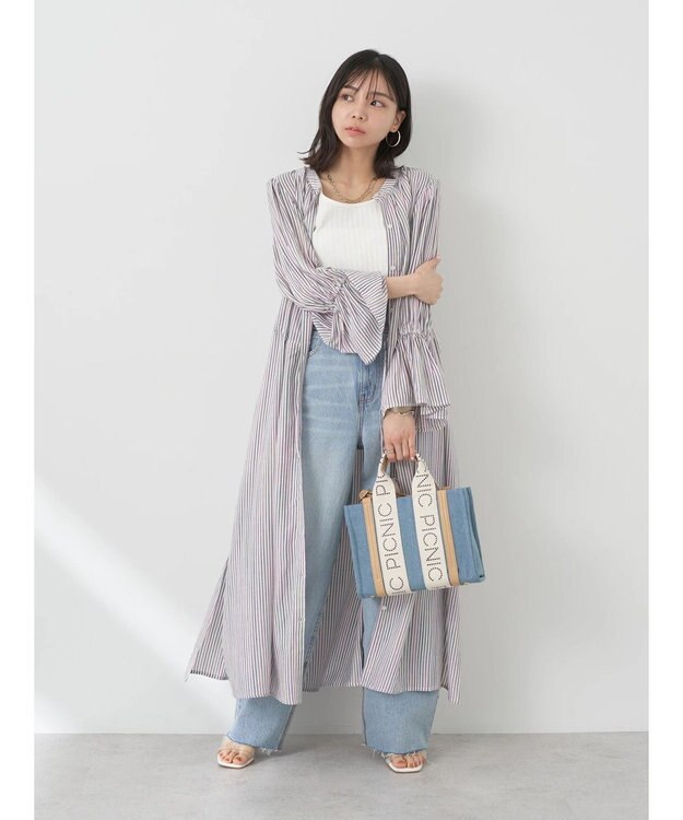 earth music&ecology マルチストライプワンピース Off White