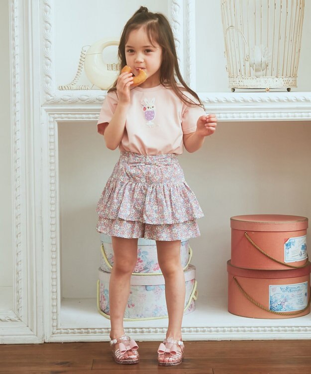 ANY KIDS 柄キュロット サックスブルー花柄