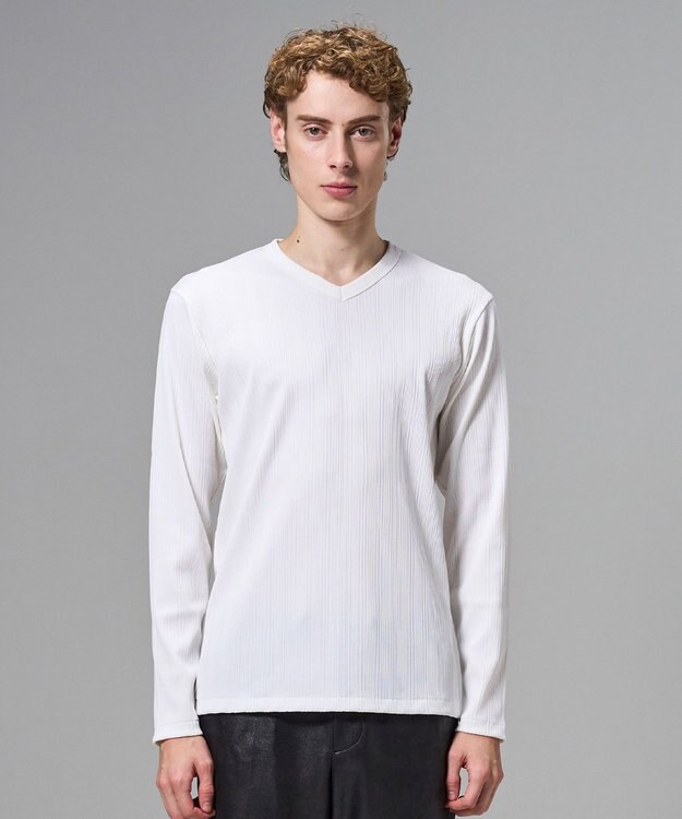 JOSEPH HOMME テックリブジャージー　Vネックカットソー ホワイト系