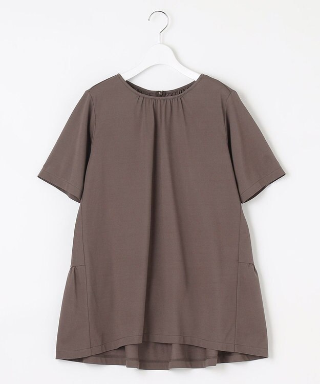 自由区 【WEB限定・洗える・XSサイズあり】ディフォームピケチュニック丈 カットソー ブラウン系