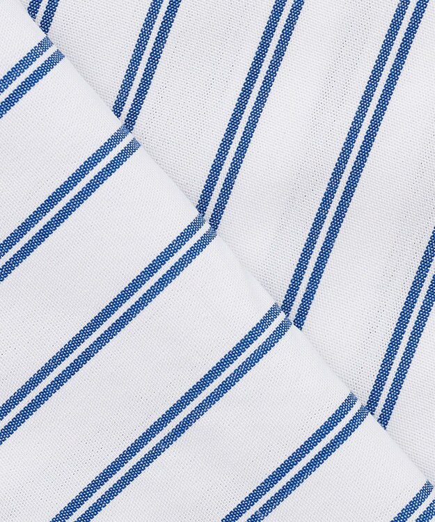 UNFILO イージーケア ギャザーブラウス ブルーストライプ