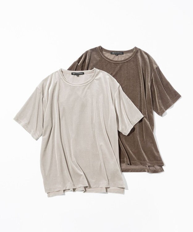 23区 【洗える】シアーベロア リラックス Tシャツ ライトグレー系