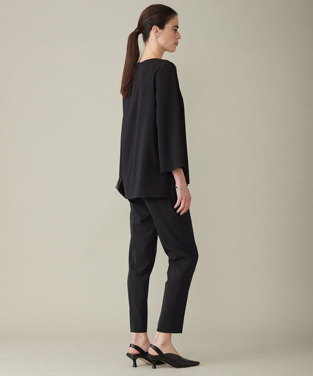 ICB 【新色追加・防シワ・速乾・洗える】Fied スリットスリーブブラウス ブラック系