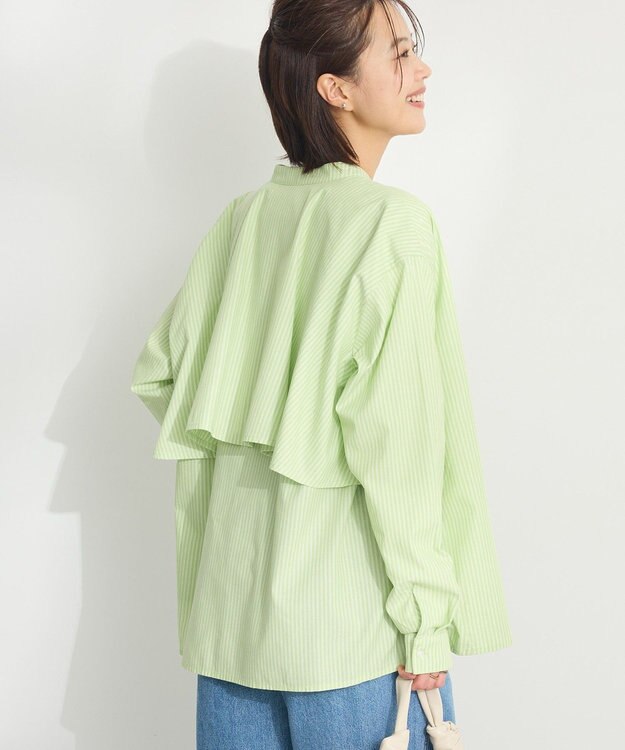 CRAFT STANDARD BOUTIQUE バックフリルシャツ Stripe Green