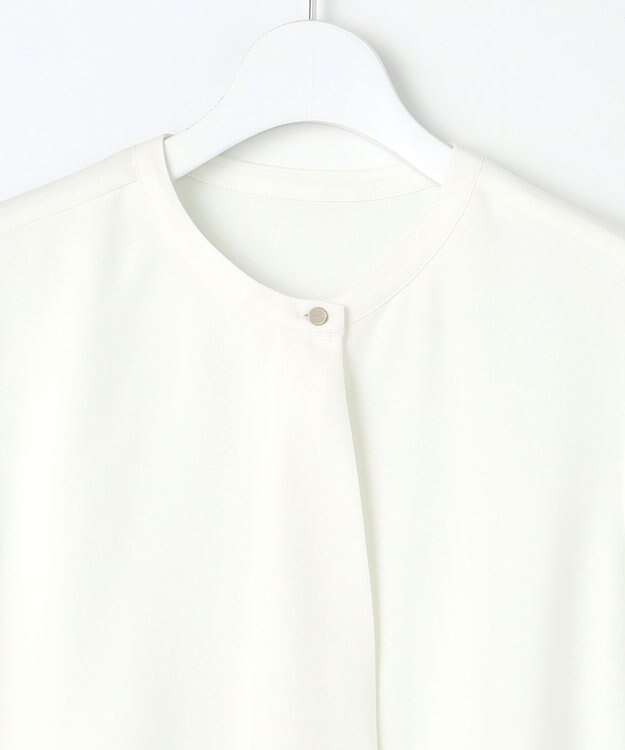 23区 L 【洗える】ストレッチジョーゼット アシンメトリー カットソー ホワイト系