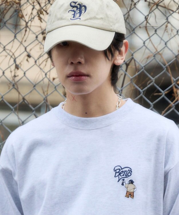 WEGO 【ユニセックス着用ITEM/MLサイズ展開】別注BENDAVISハートワンポイント刺繍T（LS） アッシュグレー