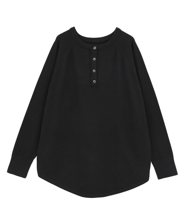 AMERICAN HOLIC バイパチ2WAYヘンリーネックニットプルオーバー Black