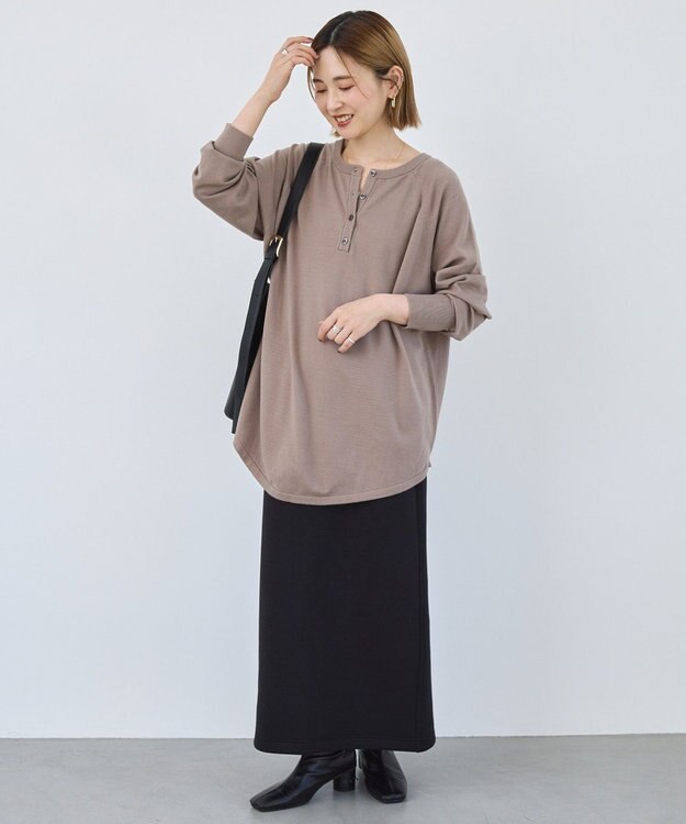 AMERICAN HOLIC バイパチ2WAYヘンリーネックニットプルオーバー Gray Beige