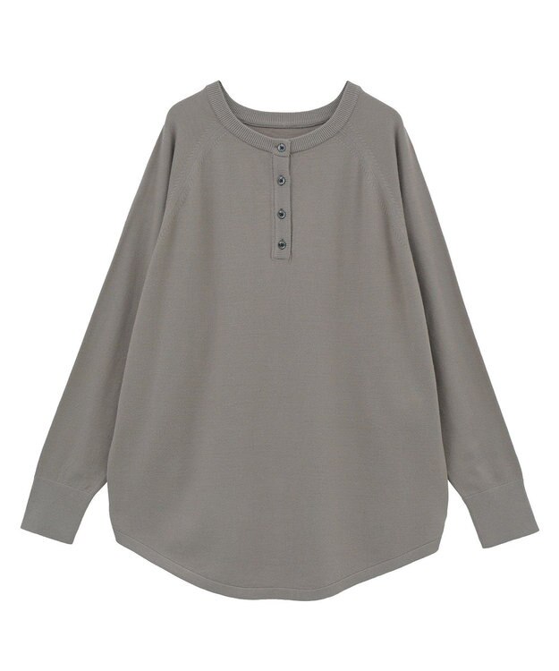 AMERICAN HOLIC バイパチ2WAYヘンリーネックニットプルオーバー Gray Beige