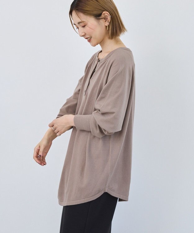 AMERICAN HOLIC バイパチ2WAYヘンリーネックニットプルオーバー Gray Beige