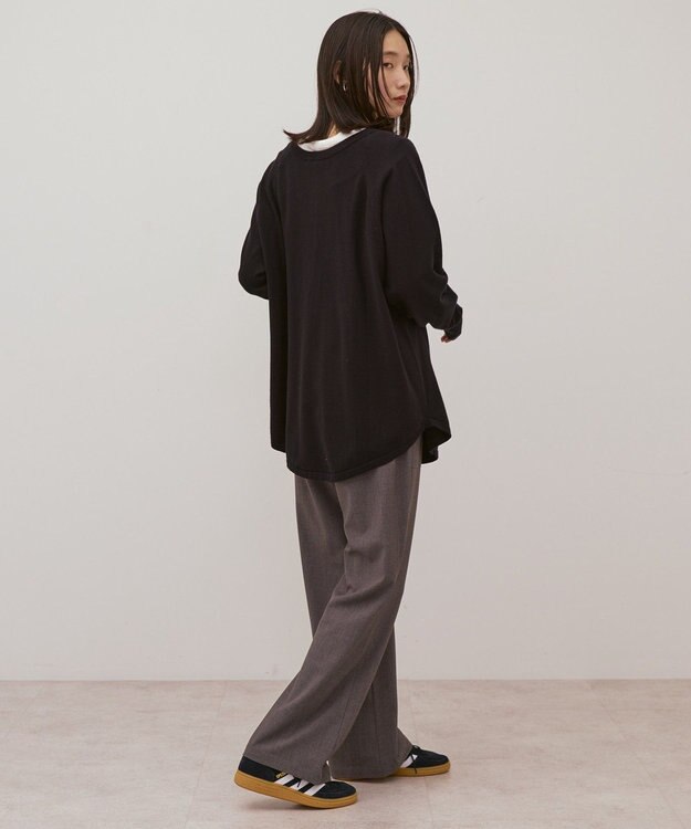 AMERICAN HOLIC バイパチ2WAYヘンリーネックニットプルオーバー Black