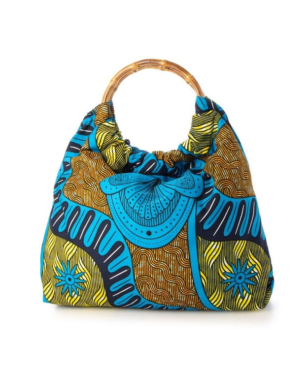 UNBILLION カシュカシュ cachecache / アフリカンプリントバンブーハンドルトート ブルー