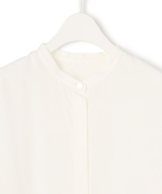 ICB L 【接触冷感・UVケア・洗える】 レーヨンコンパクトローン ボウタイシャツ オフホワイト系