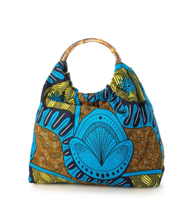 UNBILLION カシュカシュ cachecache / アフリカンプリントバンブーハンドルトート ブルー
