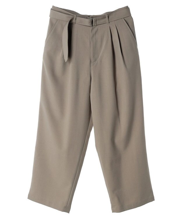 CRAFT STANDARD BOUTIQUE ポリエステルツイルベルテッドパンツ Gray Beige