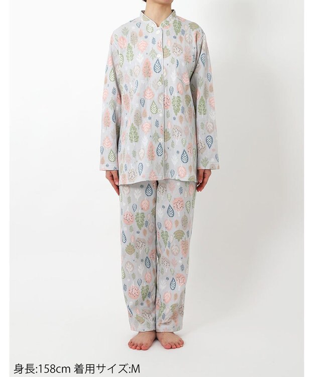 Wing パジャマ 長袖 長ズボン 綿混(本体) あったか レディース EP6012 ウイング／ワコール グレー