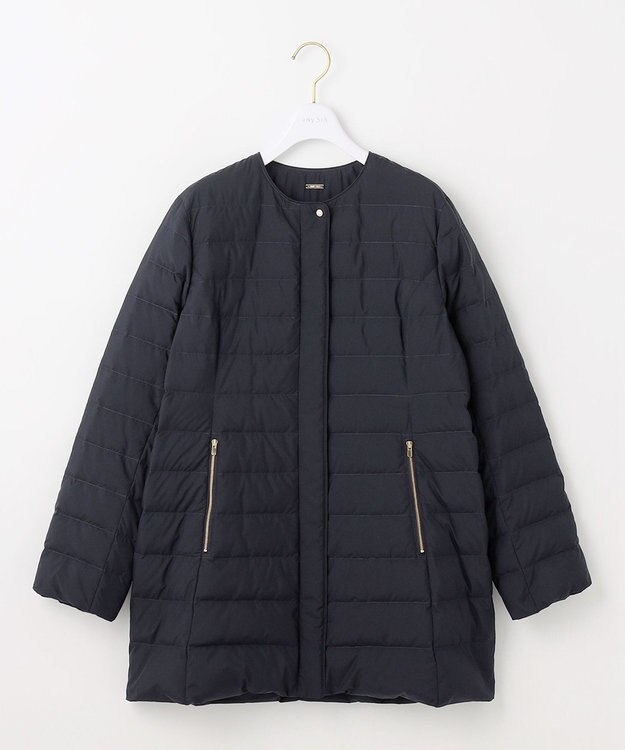 ANY SIS S 【2WAY】ノーカラーミドル ダウン ネイビー