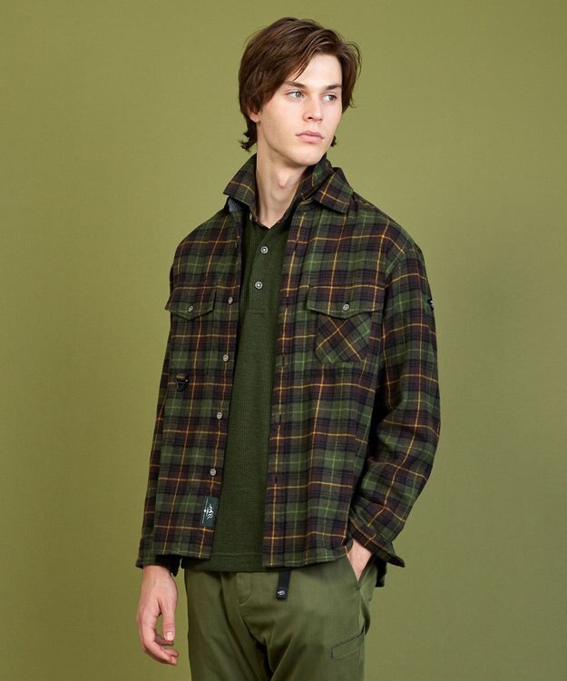 JOSEPH ABBOUD MOUNTAIN オーガニック チェック ラフィーネル シャツ カーキ系4