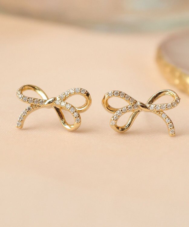 Tiaclasse 【金属アレルギー対応】ひねりリボンピアス ゴールド