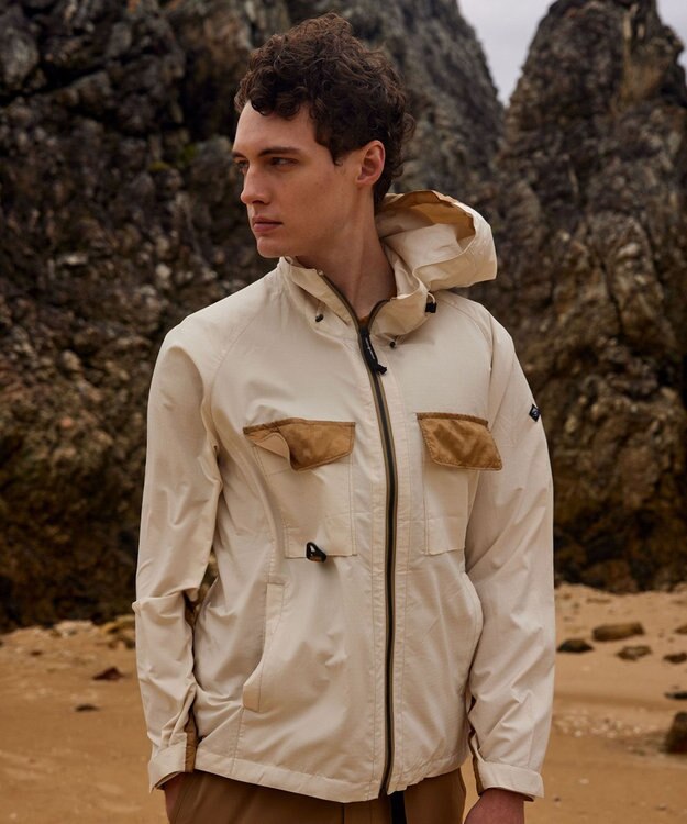 JOSEPH ABBOUD MOUNTAIN 【UNISEX】軽量/撥水 リップワッシャーコンビ マウンテンパーカー ホワイト系