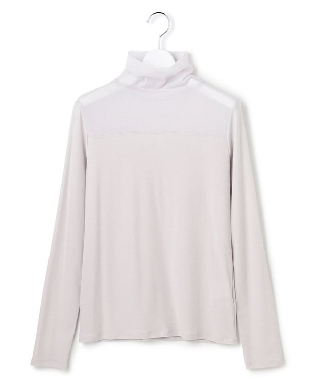 23区 L 【洗える】チュールフライス シアーハイネック カットソー ベージュ系