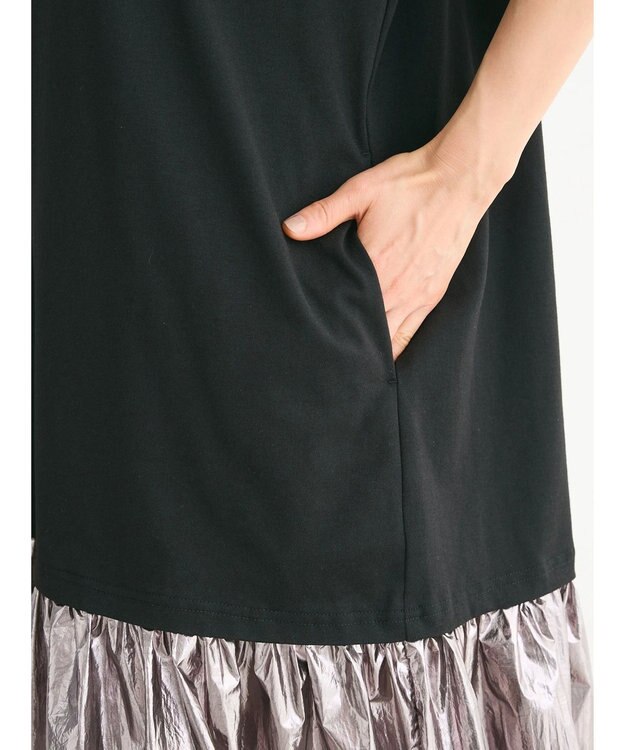 Green Parks ・ＥＬＥＮＣＡＲＥ　ＤＵＥ　メタリック切替ＴＥＥワンピ Black