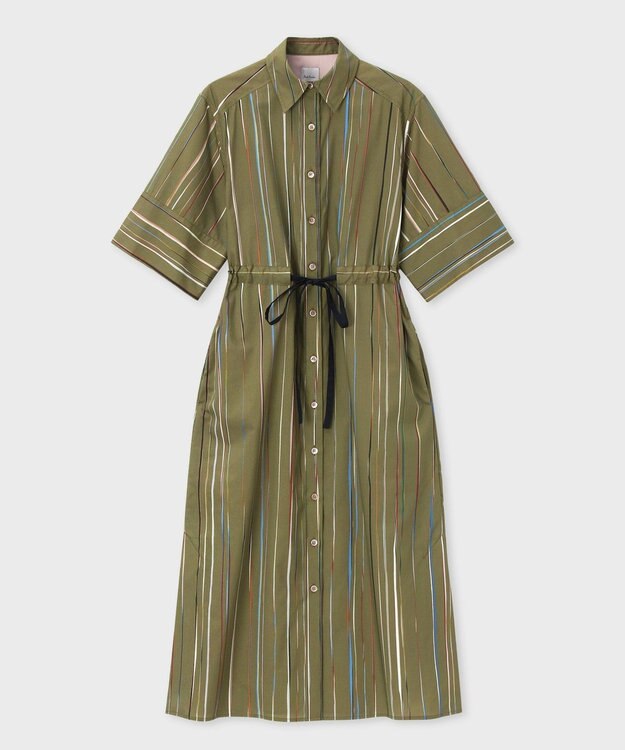 Paul Smith Signature Pinstripe シャツワンピース オリーブ