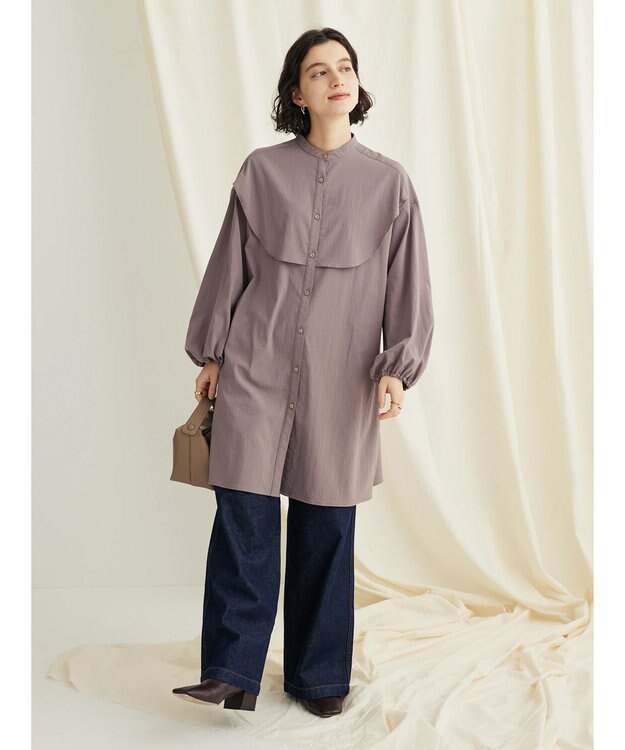 CRAFT STANDARD BOUTIQUE レーヨンデシンフリルチュニック Mocha