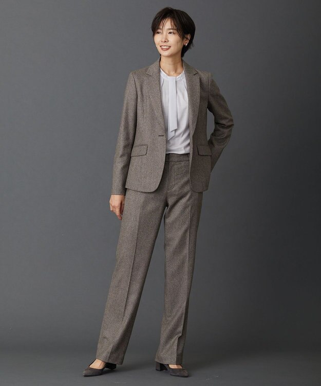 J.PRESS LADIES ウォッシャブルウールジャージー ボウタイ カットソー ライトグレー系