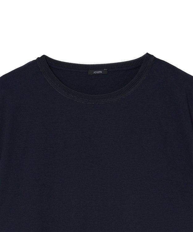 JOSEPH 【洗える】ポプリンジャージー　キャップスリーブティーシャツ Navy