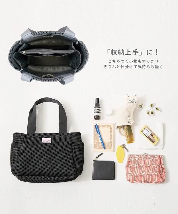 ROOTOTE 3672【仕切り+自立+肩掛け】 LT.デリ.パルーティ.ウエッファ-A 03：ブラック