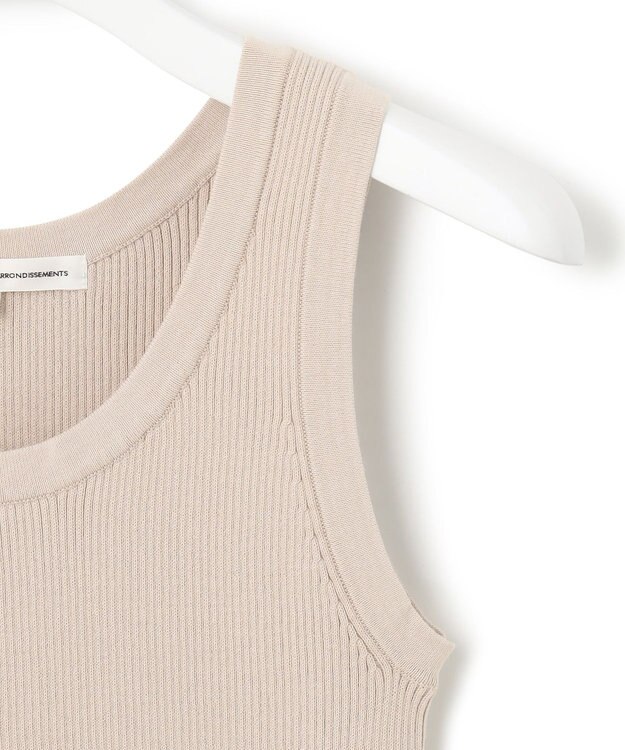 23区 L 【洗える】ニットリブ タンクトップ グレージュ系