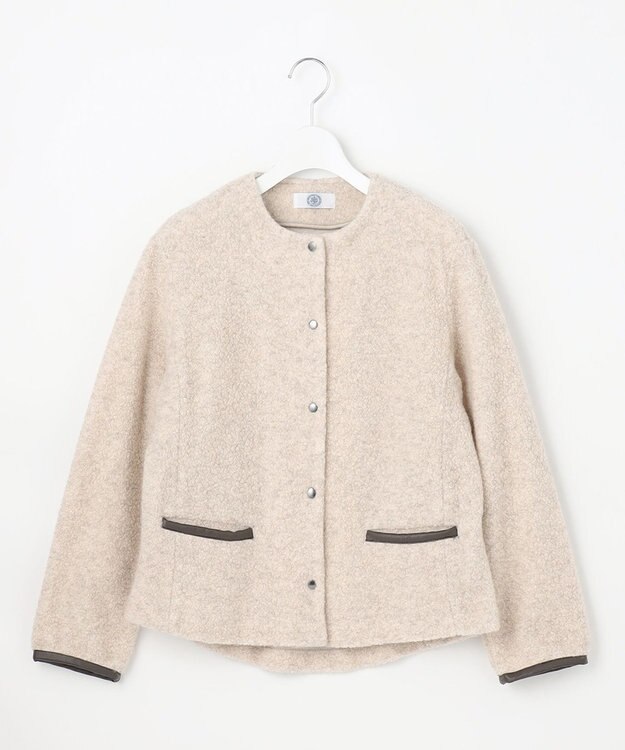 J.PRESS LADIES 【WEB限定】パイルジャージー ノーカラー ブルゾン 【WEB限定】ベージュ系